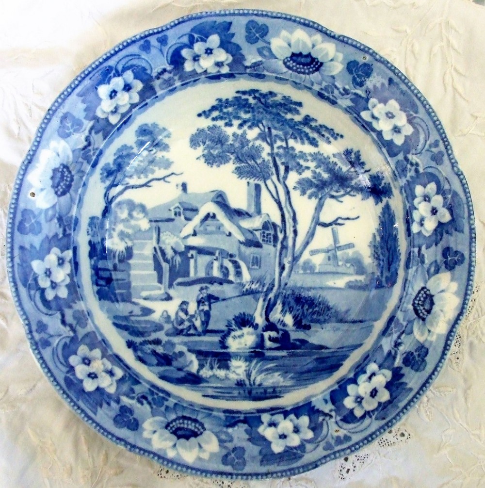 Antique English Georgian Blue and White Transfer 