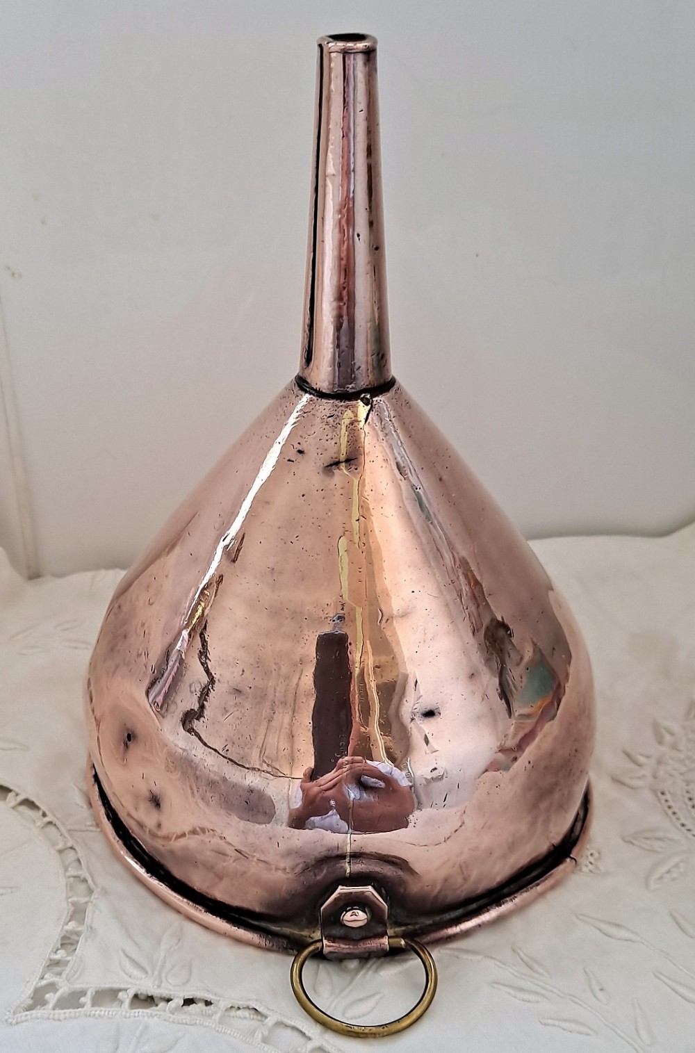 Antique English Georgian Copper Wine Funnel
