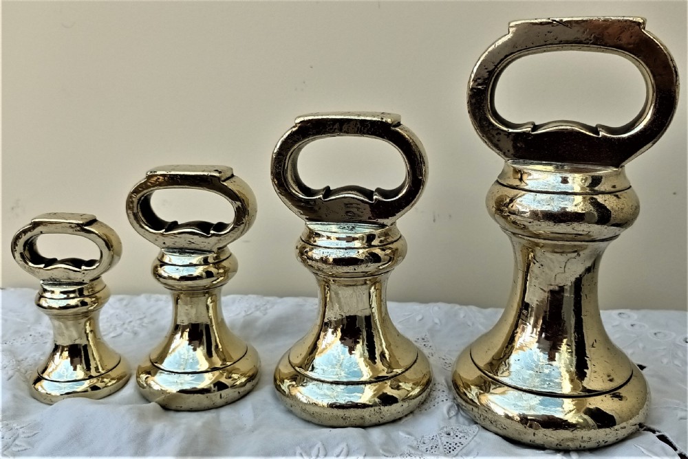 Set of 4 Antique English Victorian Brass Bell Weights View III