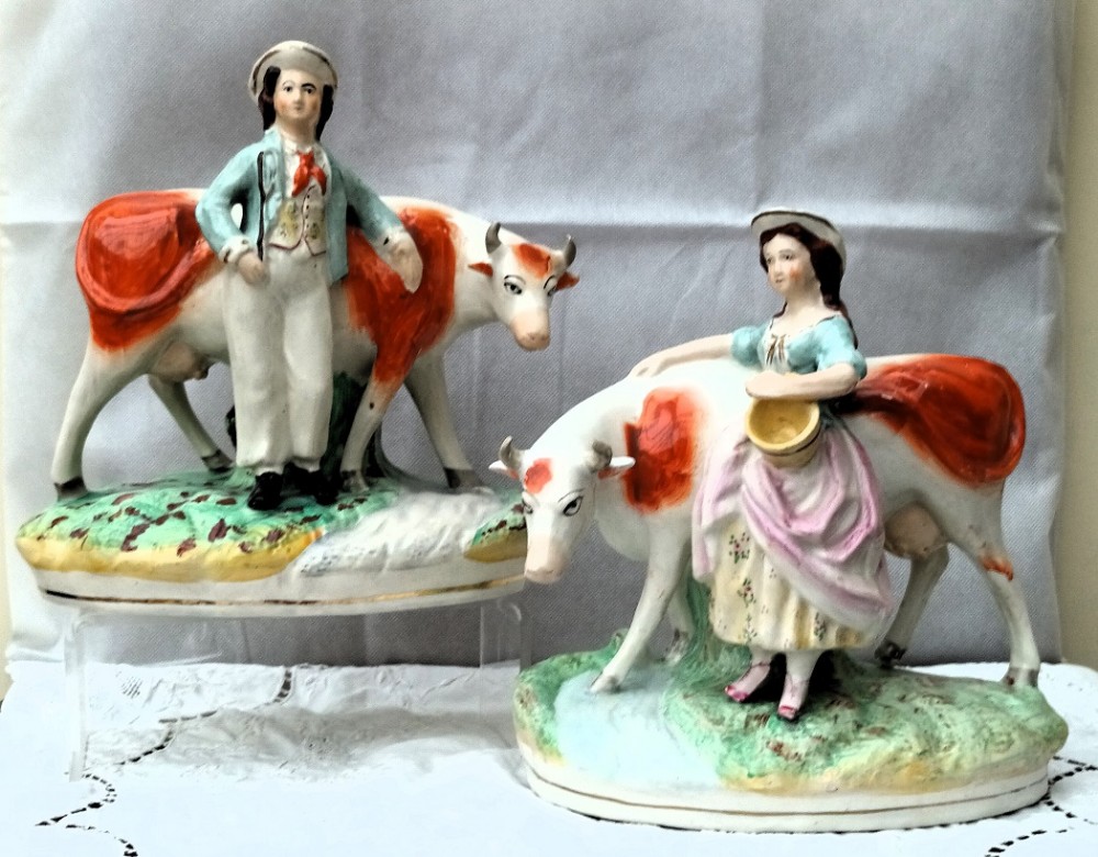 Pair of Victorian Staffordshire Figures ~ 