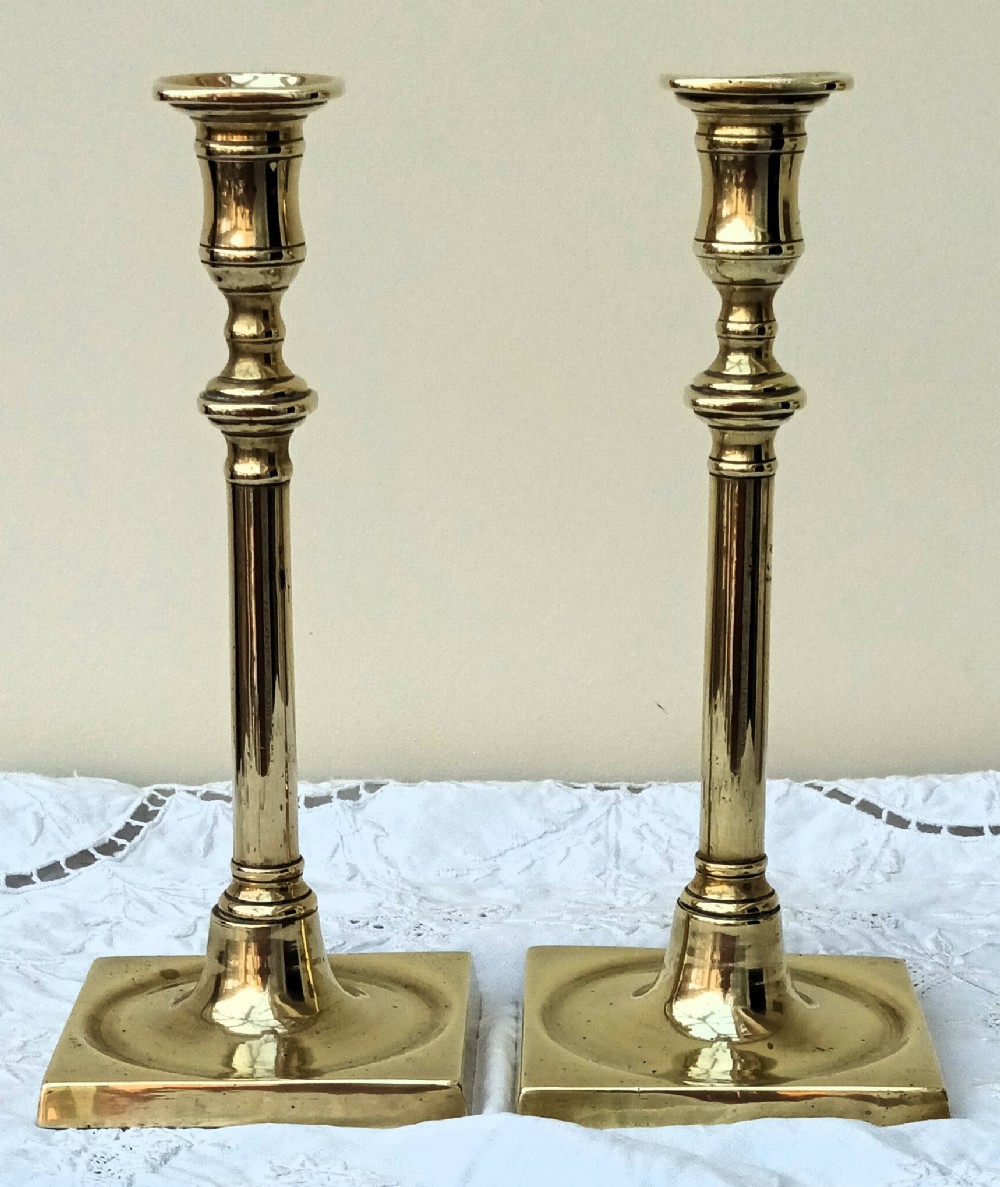 Pair of Antique English Georgian Brass Candlesticks