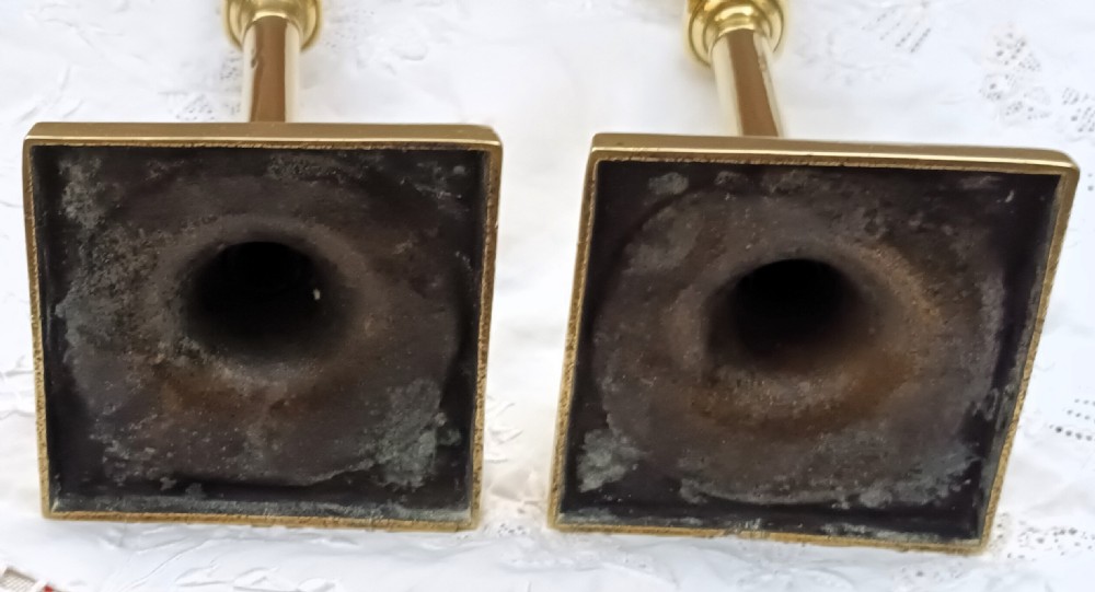 Pair of Antique English Georgian Brass Candlesticks View IV