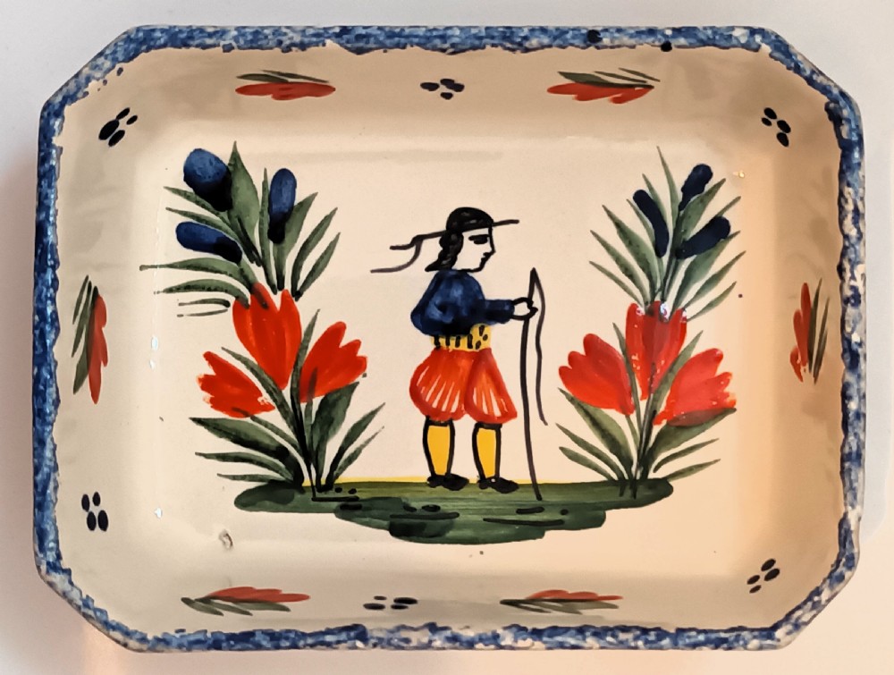 Pair of Antique HB Quimper French Faience Dishes View II