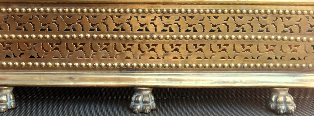 Antique English Victorian Pierced Brass Fender View III