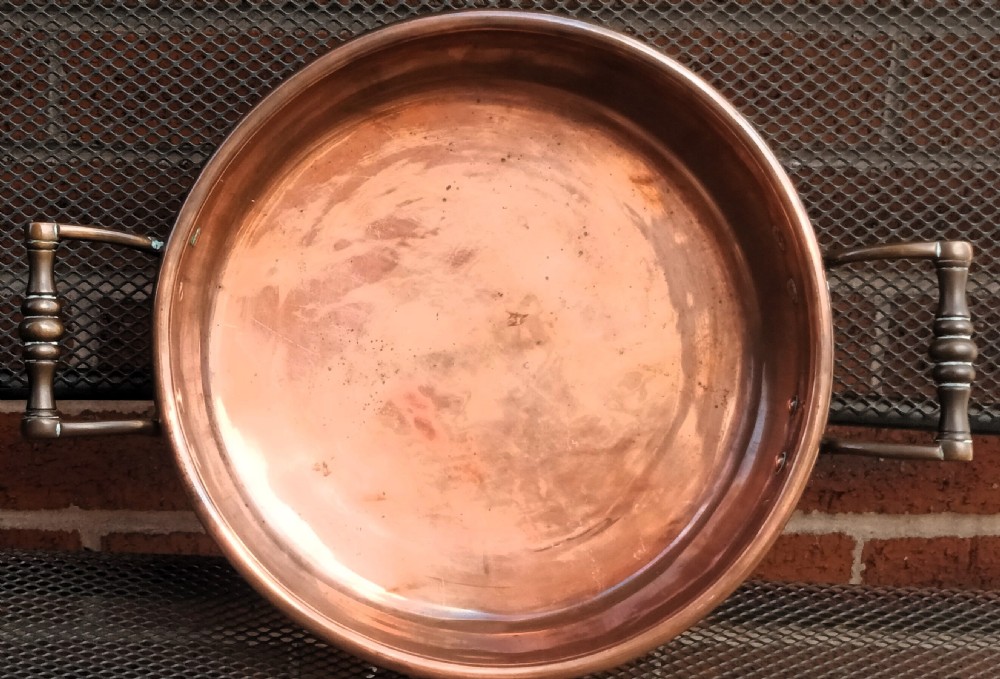 Antique English Victorian Copper Cream Setting Pan View II