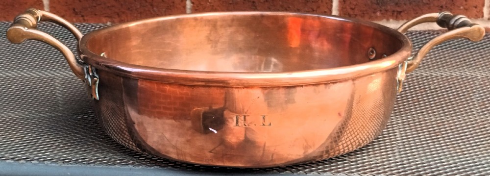 Antique English Victorian Copper Cream Setting Pan View III