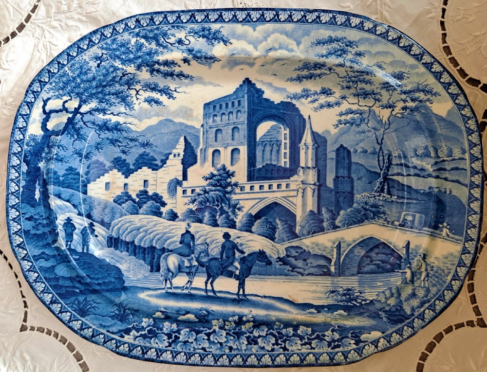 Antique English Georgian Blue and White Transfer 
