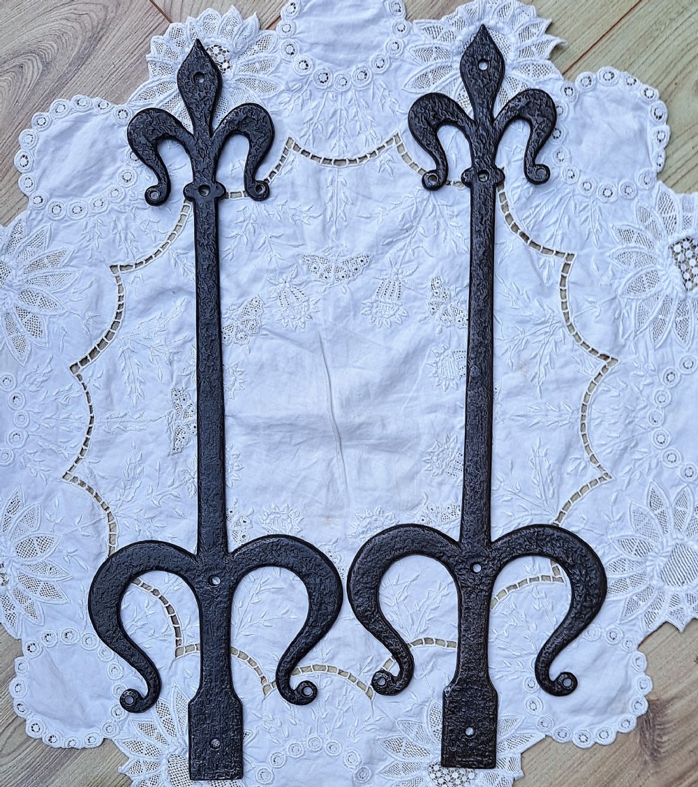 Pair of Antique English Victorian Wrought Iron Hinges