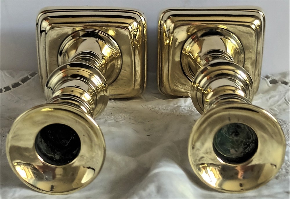 Pair of Antique English Victorian Brass Candlesticks View III