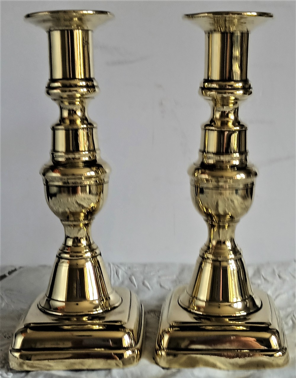 Pair of Antique English Victorian Brass Candlesticks View IV