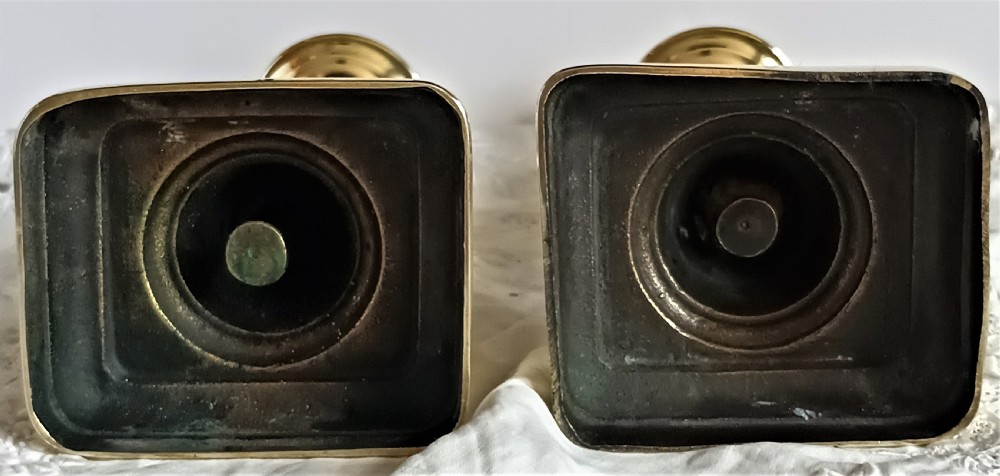 Pair of Antique English Victorian Brass Candlesticks View V