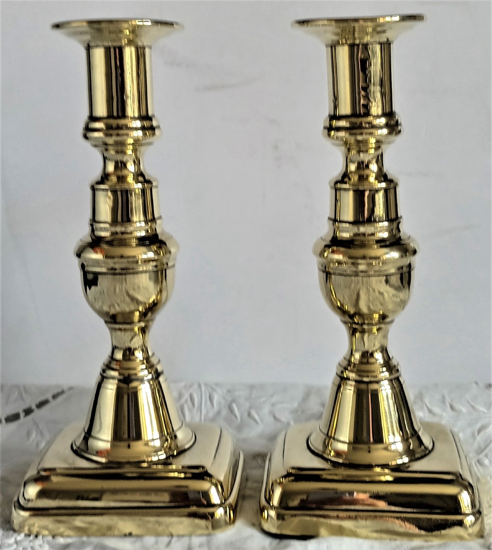 Pair of Antique English Victorian Brass Candlesticks View VI