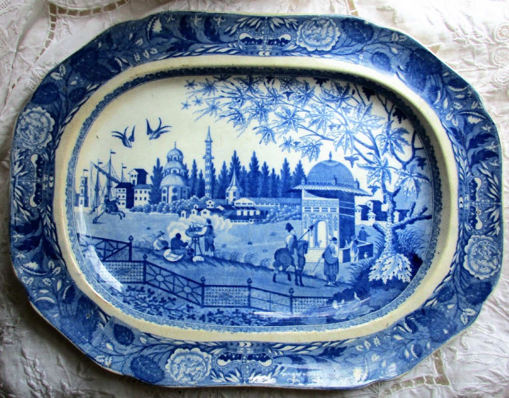 Antique English Georgian Blue and White Transfer 