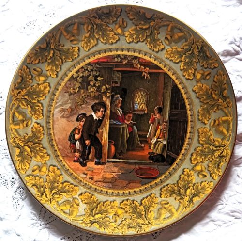 Antique Victorian Pratt-ware Dessert Plate ~ "The Truant"