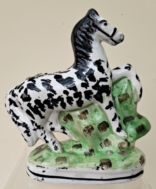 Antique English Victorian Staffordshire Prancing Zebra