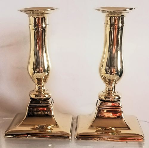 Pair of Antique English Georgian Brass Candlesticks