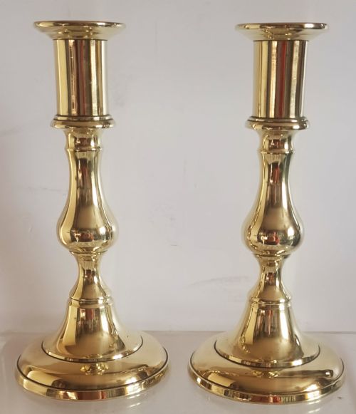Pair of Antique English Victorian Brass Candlesticks