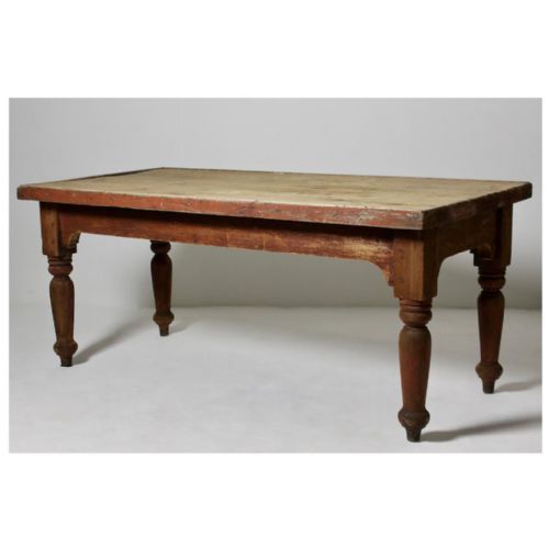 ENGLISH 19TH CENTURY PAINTED PINE KITCHEN PREP TABLE
