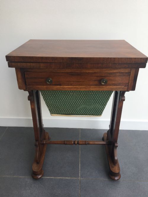 Mid 19thc Rosewood Work Table with Folded Top C1840/50