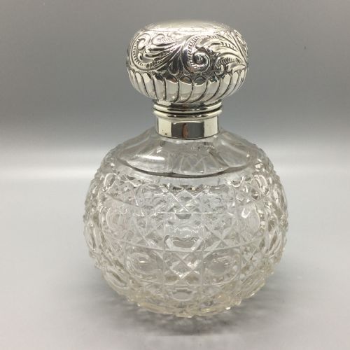 Edwardian Silver Mounted Perfume Scent Bottle Sheffield 1903 Walker&hall