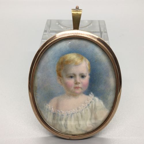 fig 1. Edwardian watercolour miniature on ivory by Eleanor M Ross C1900