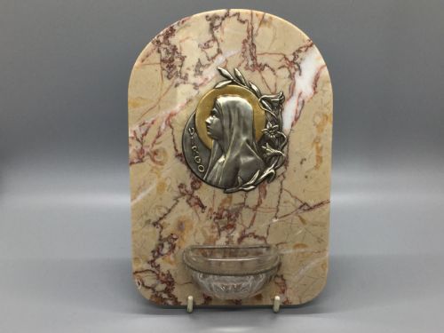 Late 19thc French Marble Holy Water Font and Plaque C1880