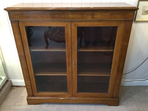 Late 19thc Walnut Glazed Bookcase Cabinet C1880