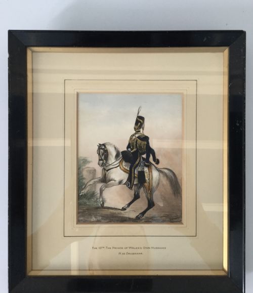 19thc Watercolour of the 10th the Prince of Wales Own Hussars by Henry De Daubrawa