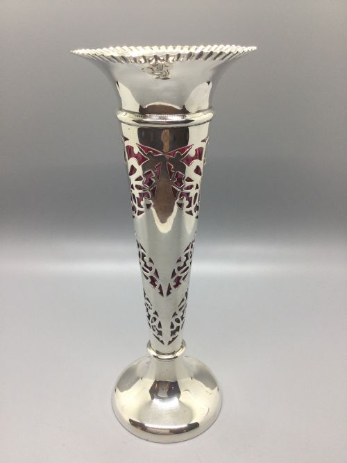 Edwardian Silver Trumpet Vase Sheffield 1907 Walker & Hall