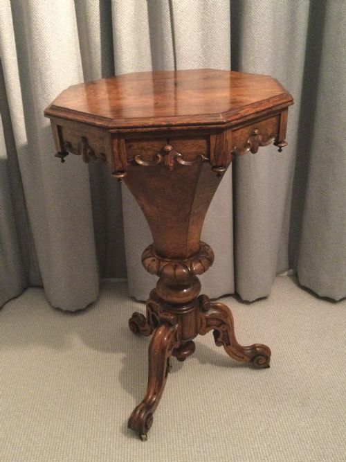 Early Victorian Rosewood Trumpet Worktable C1860