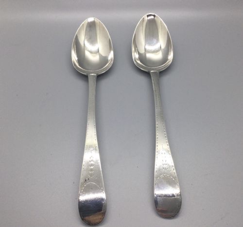 Hester Bateman Pair of Georgian Silver Serving Spoons London 1786
