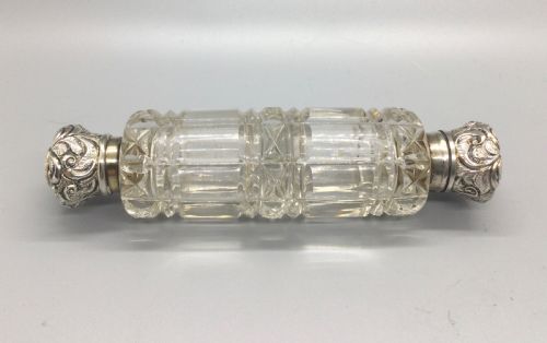 Late Victorian Silver Mounted Double End Scent Bottle C1880