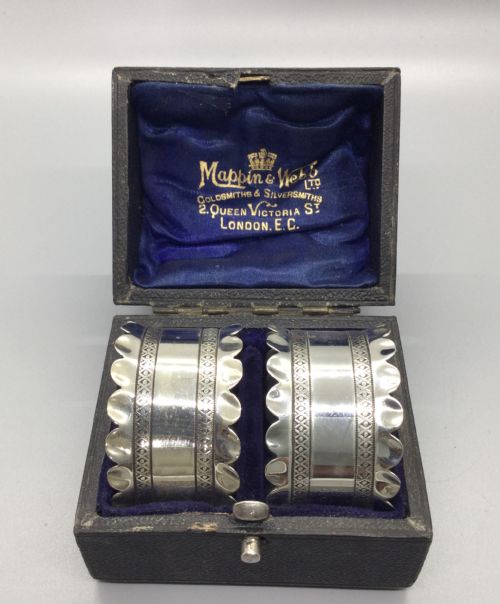 Victorian Pair Silver Napkin Rings Chester 1894 James Deakin