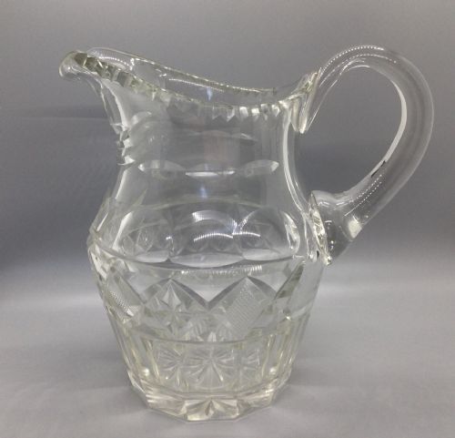 Edwardian Cut Lead Crystal Jug C1900