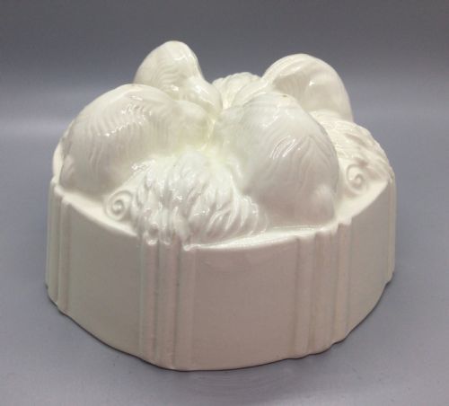 Victorian Creamware Rabbits 1 Pint Jelly Mould C1880