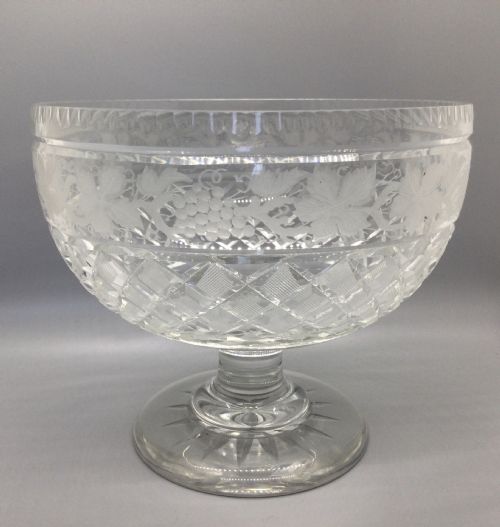 George V Engraved and Cut Lead Crystal Bowl C1910