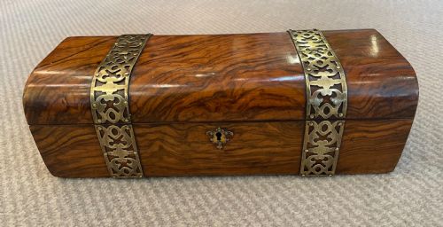 Early Victorian Walnut Brass Mounted Box C1850