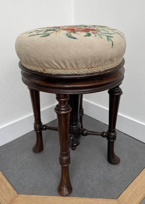 Victorian Rosewood Revolving Piano Stool C1860 Brooks Patent