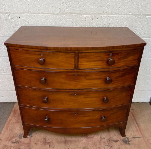 fig 1. Early 19thc mahogany bow front chest of drawers c1820