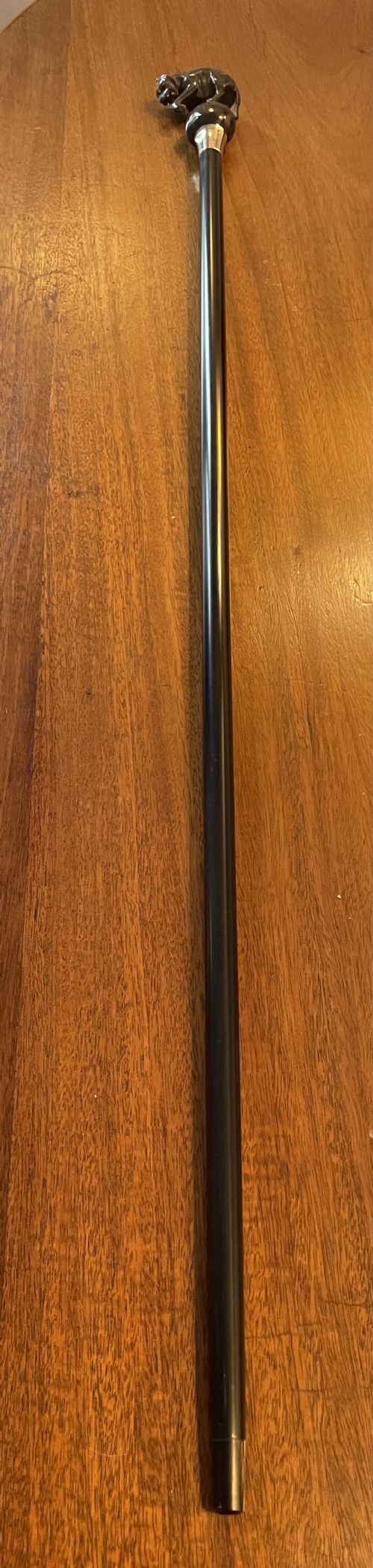 Edwardian Ebony and Carved Horn Tiger Walking Stick Cane C1910