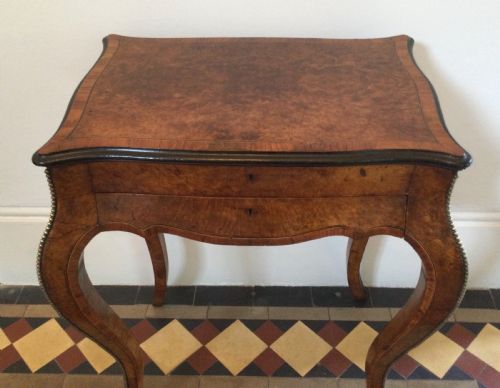 LATE 19THC BURR WALNUT WORK TABLE SIDE TABLE C1880 - ADDITIONAL PHOTO 1