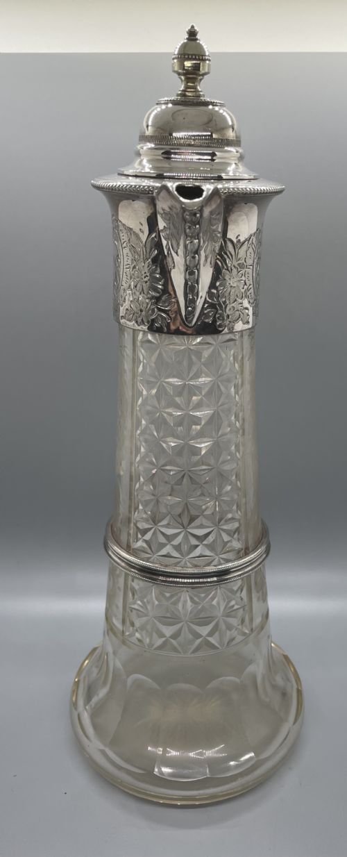 fig 2. Victorian silver plate cut and engraved claret jug c1880