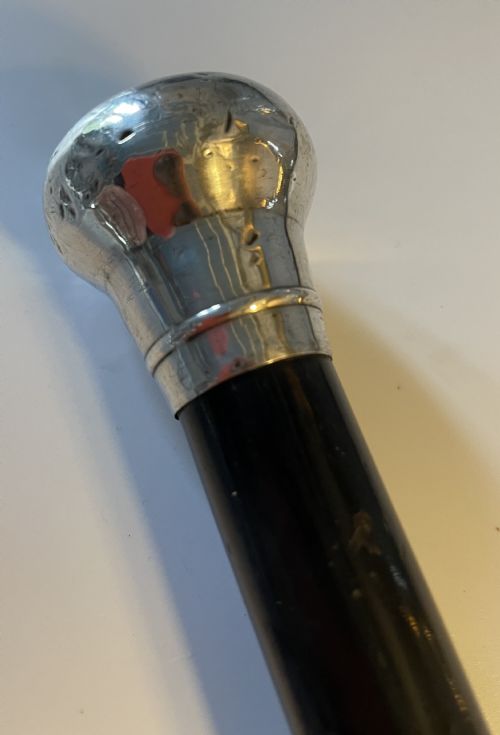 fig 1. George V era silver top walking stick cane London 1927