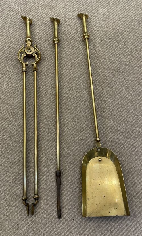 Edwardian Set Brass Fire Irons C1910
