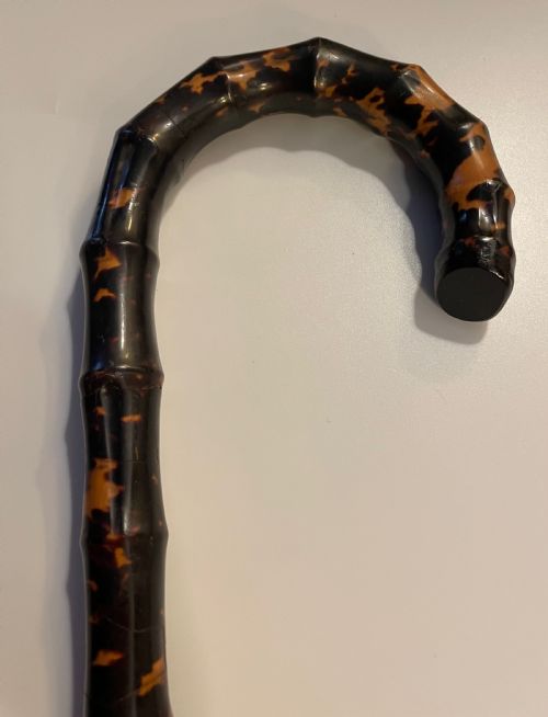 Early 20thc Tortoiseshell Bamboo Style Cane Walking Stick C1920