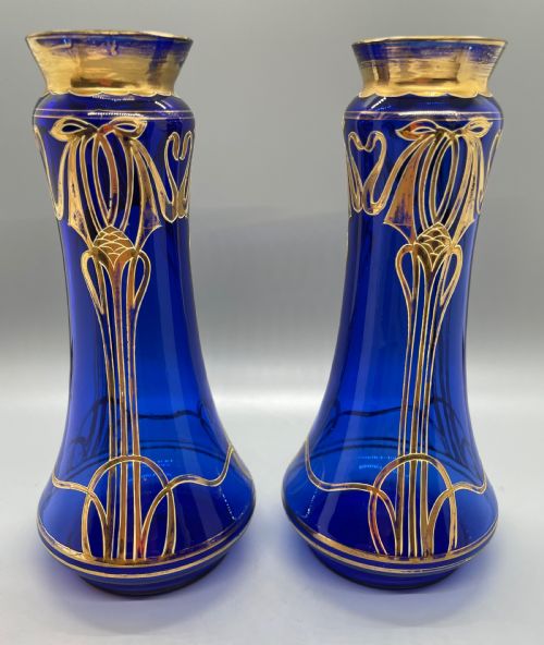 Late 19thc Art Nouveau Decorative Glass Vases  C1880