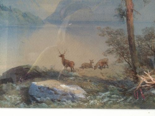 fig 1. Thomas Charles Leeson Rowbotham 19thC watercolour Scottish lakeside scene