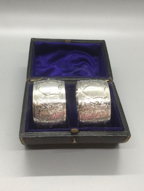 Victorian Pair of Silver Napkin Rings Sheffield 1889