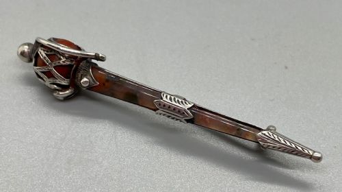 George V Scottish Agate Silver Dirk Brooch C1918