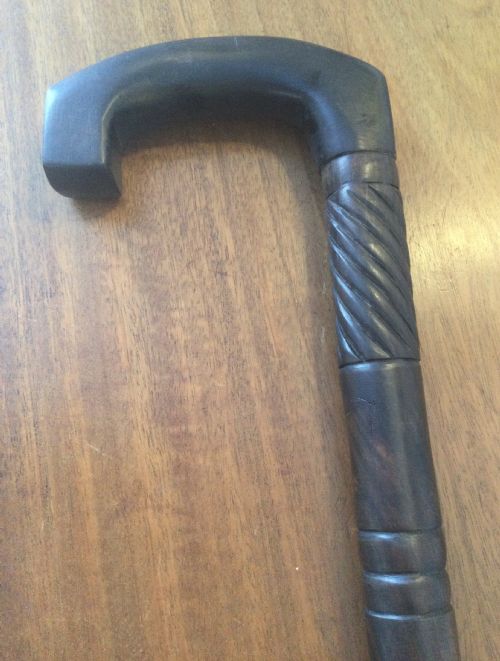 Early 20thc Solid Ebony Walking Stick C1920